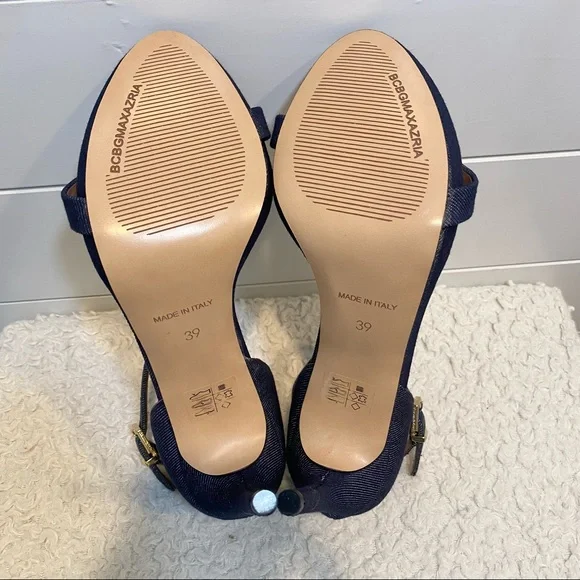 💕3/$50💕NWOT BcbgMaxAzria Denim Strap Heel Size 39 - Picture 13 of 14